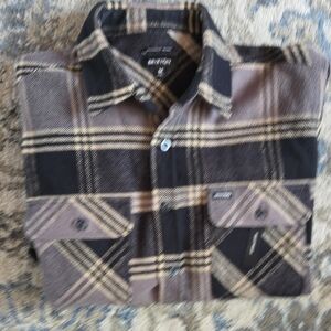 Brixton Black and Tan Plaid Shirt